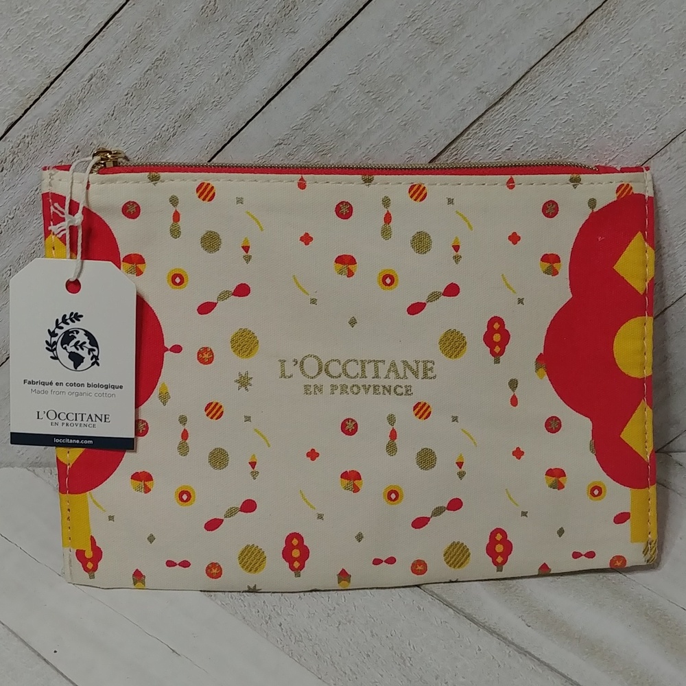 NWT L'Occitane Holiday Pouch with Festive Design